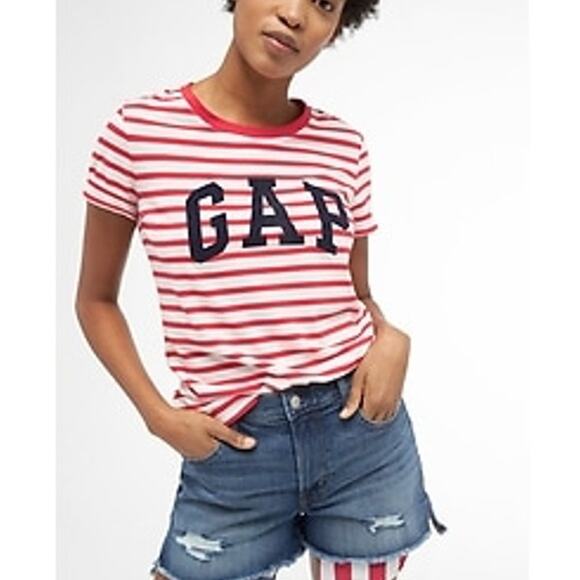 Gap Women's Small White and Red Striped T-Shirt - Picture 1 of 5